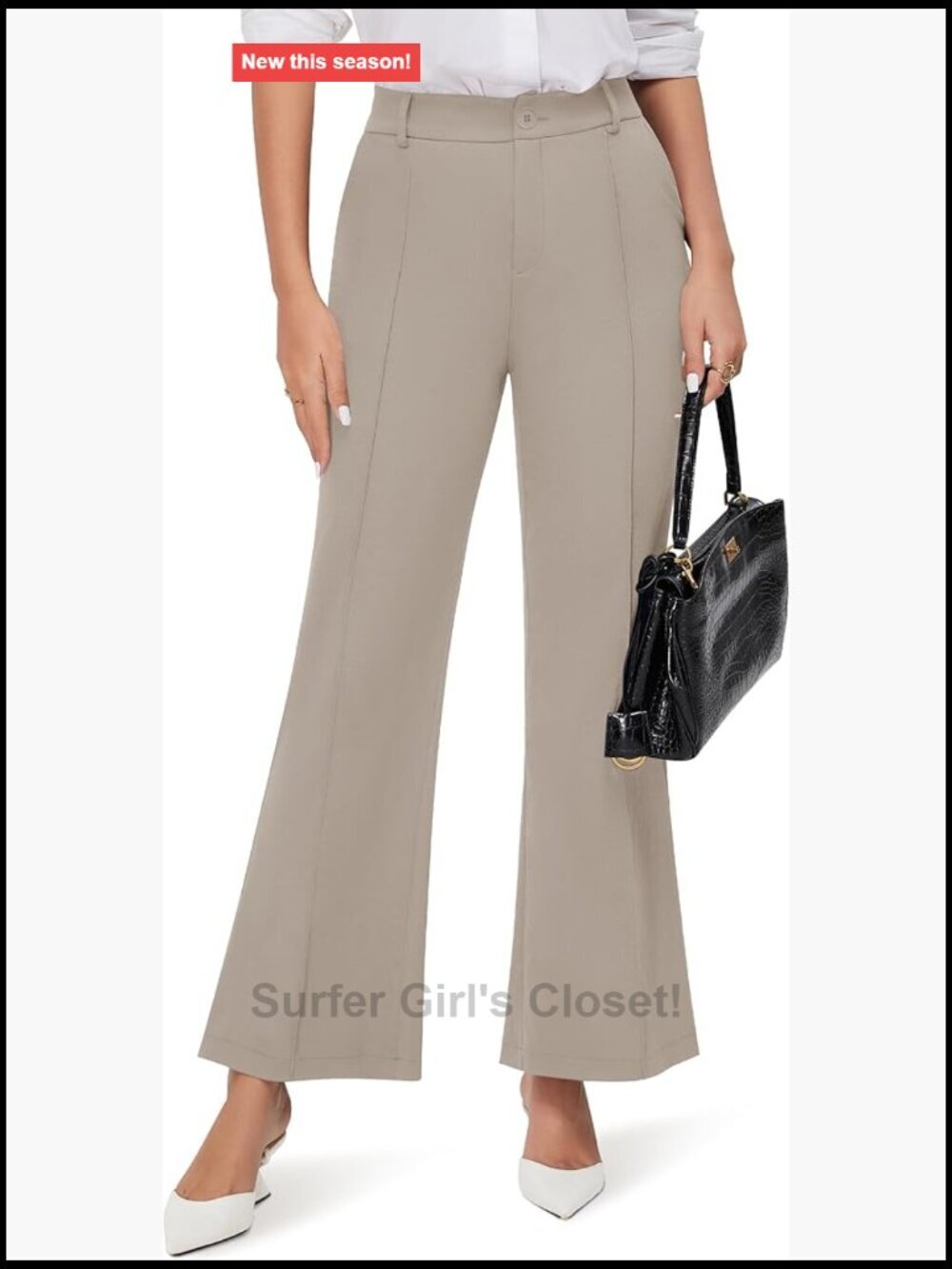 High Waisted Wide Leg Palazzo Pants with Pockets Work Trousers
